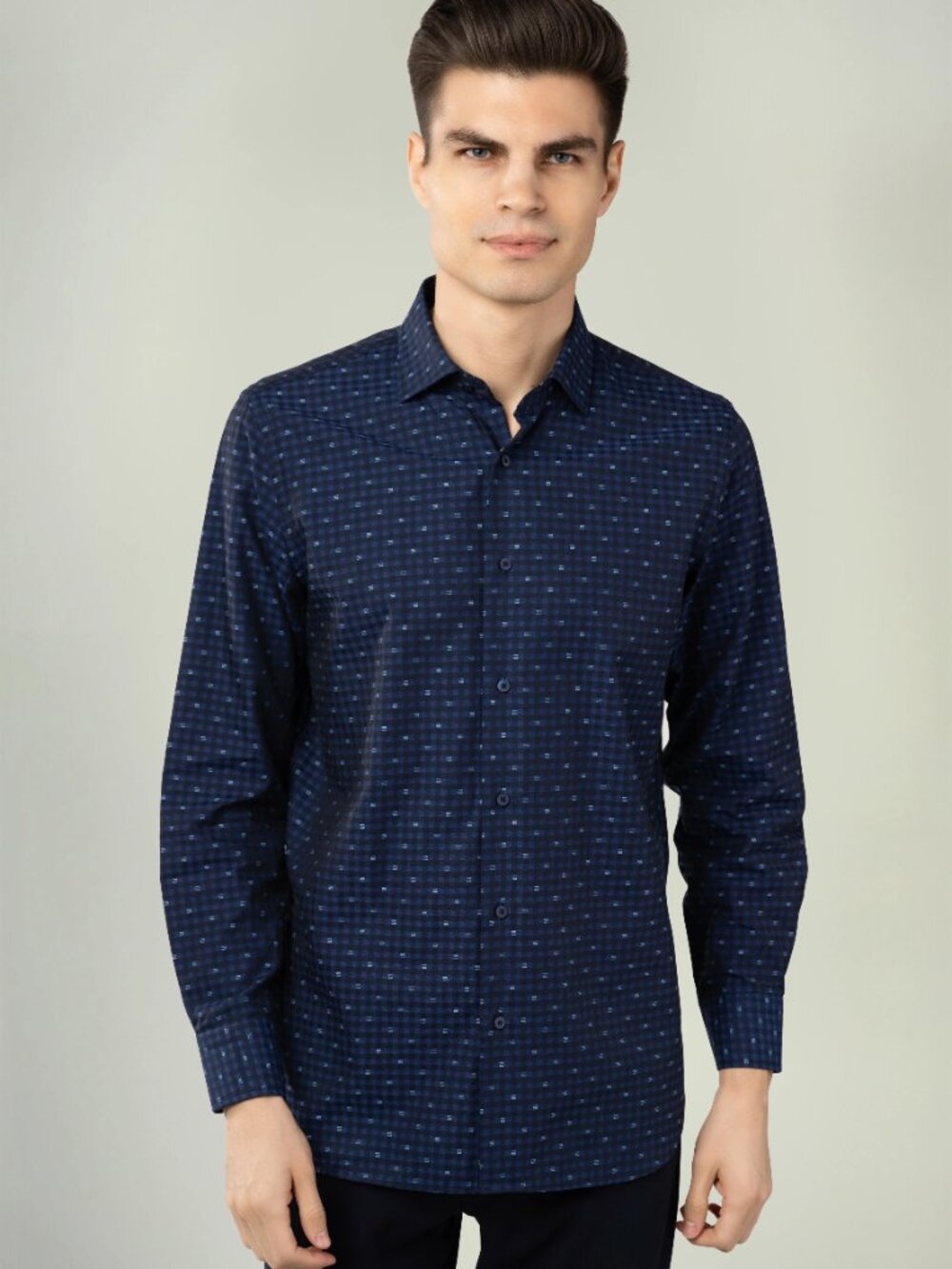 Luchiano Visconti Navy Geo Print Shirt